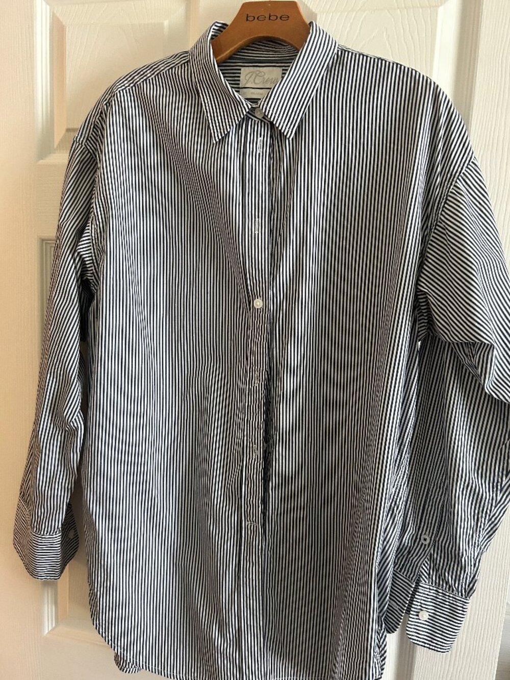 Classic J Crew Collared Shirt in Blue/Grey White Stripe sz L